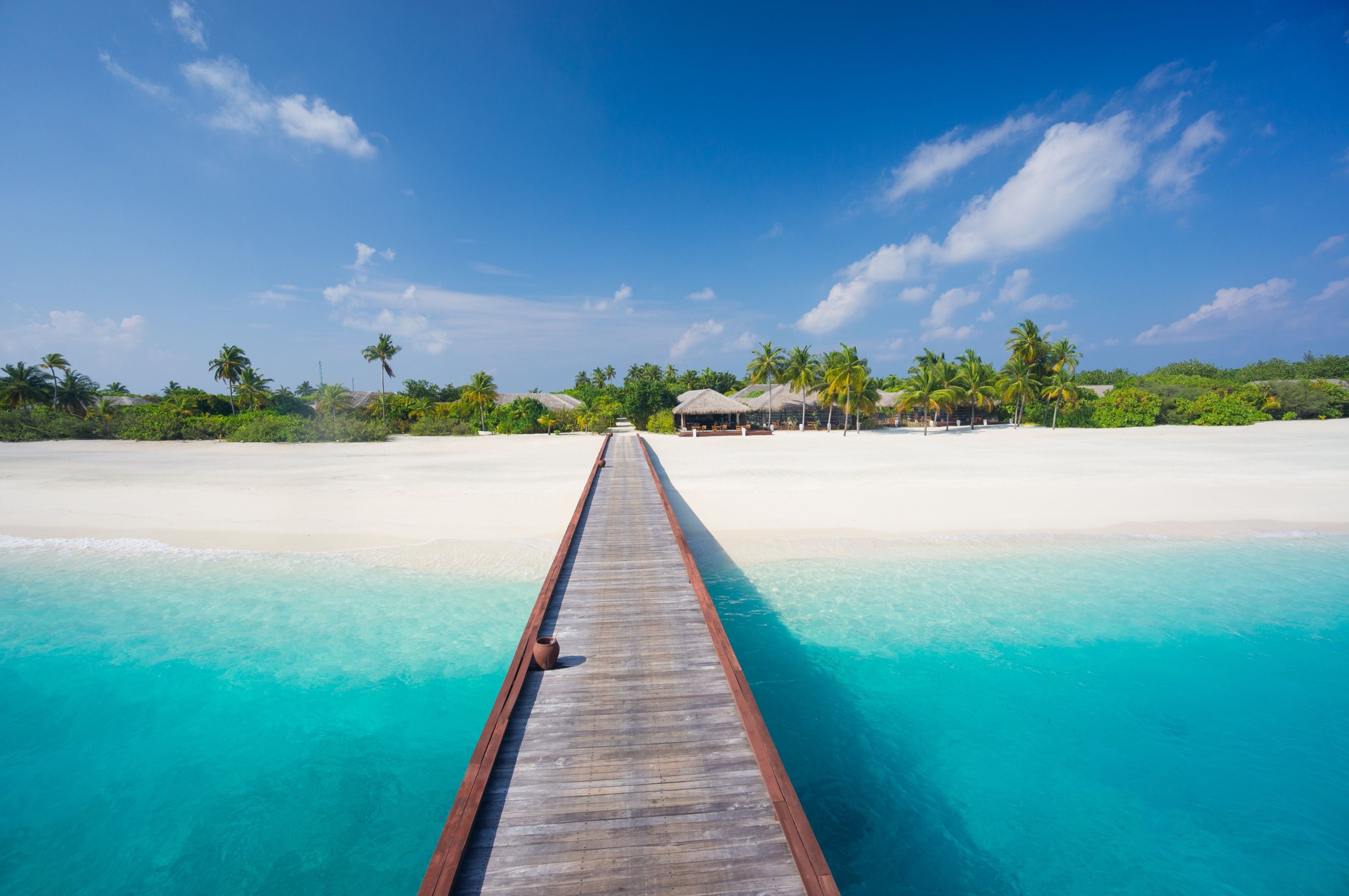 arriving on tropical island resort